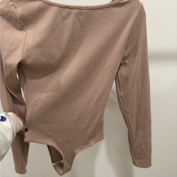 Lulus Ribbed Long Sleeve Bodysuit - Nude - Picture 3 of 3
